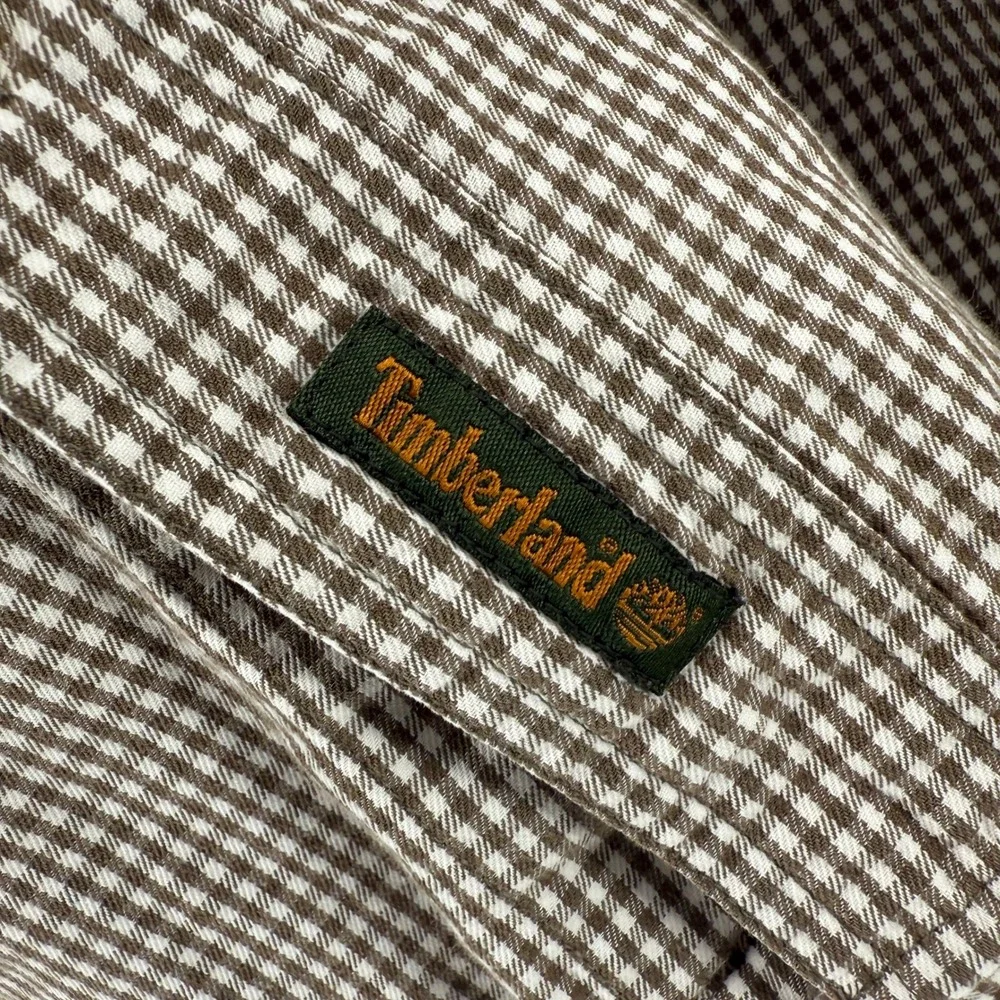 Vintage Y2K Timberland XL Brown Gingham Short Sleeve Button Down Shirt Mens